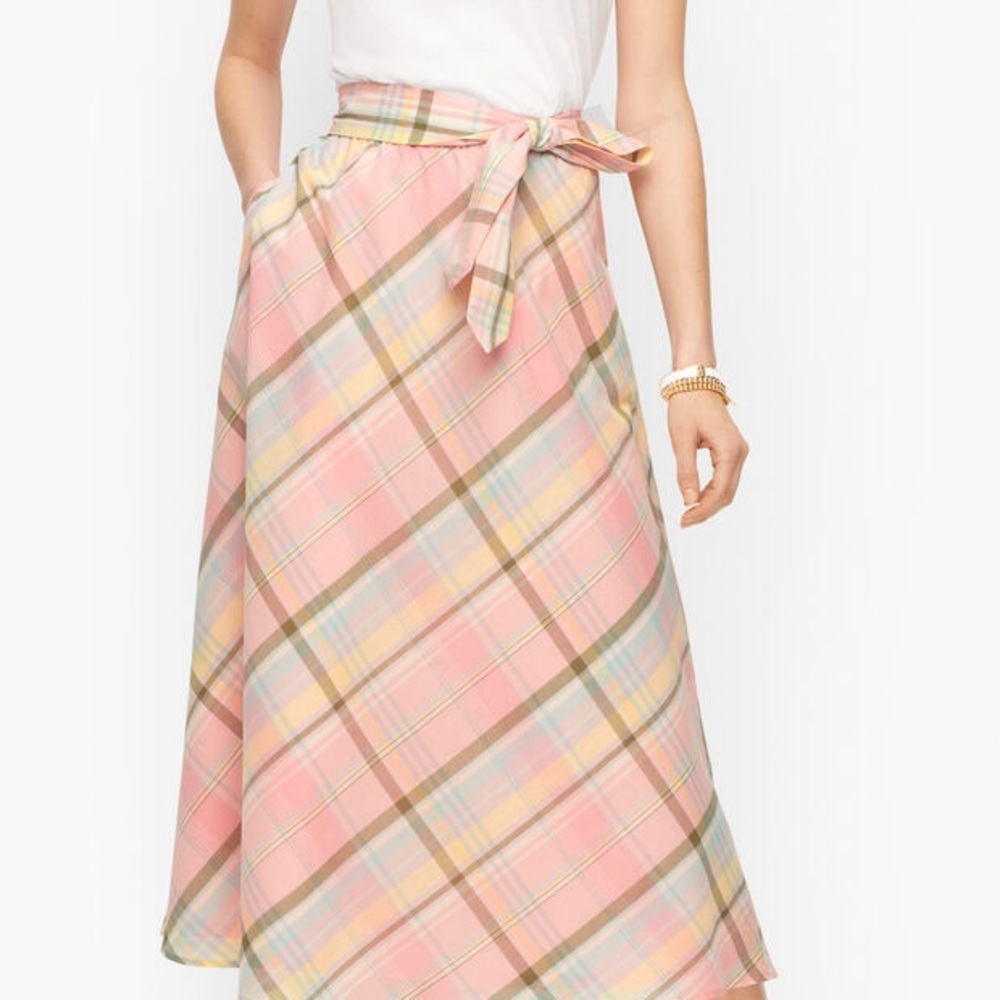 Talbots plaid midi skirt